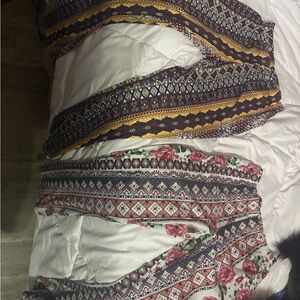 Bohemian Patterned Fabric with Floral Accents